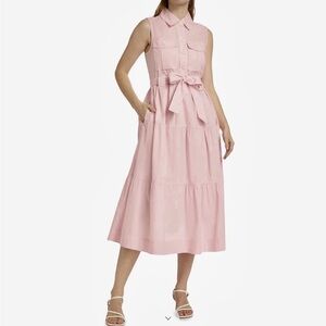 NWT Derek Lamb 10 Crosby Florence Primrose Pink Size 6 Cotton Tiered Midi Dress